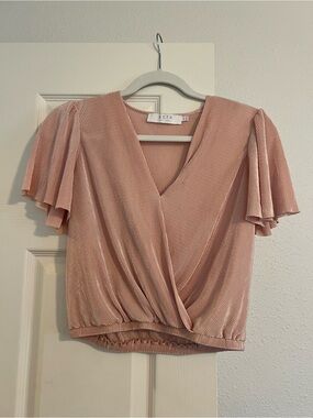Astr Blush Pink Pleated Wrap Crop Top